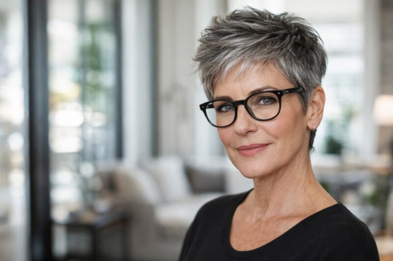 femme avec lunettes 50 ans coupe de cheveux